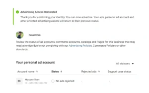Facebook advertising Reinstated profile product image