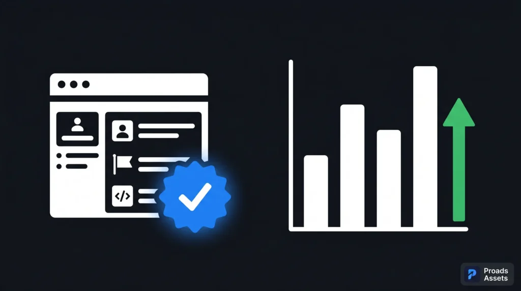 Verified Facebook Business Manager showing verification badge and higher spending limits